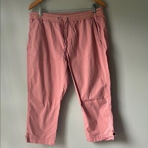 L.L. Bean Pink Pull On stretch Capri pants with Drawstring Waist size L